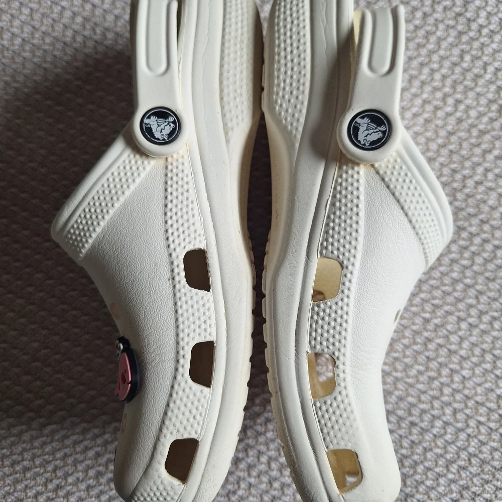CROCS Kids Cream Clogs with Playful Charms